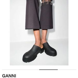 GANNI City Slip On Black Mule Recycled Rubber Chunky Sole Lug Sole …